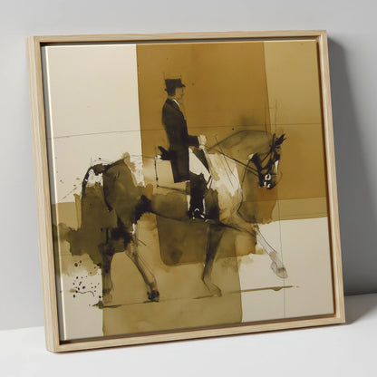 Mastery in Motion dressage horse canvas wall art in natural frame