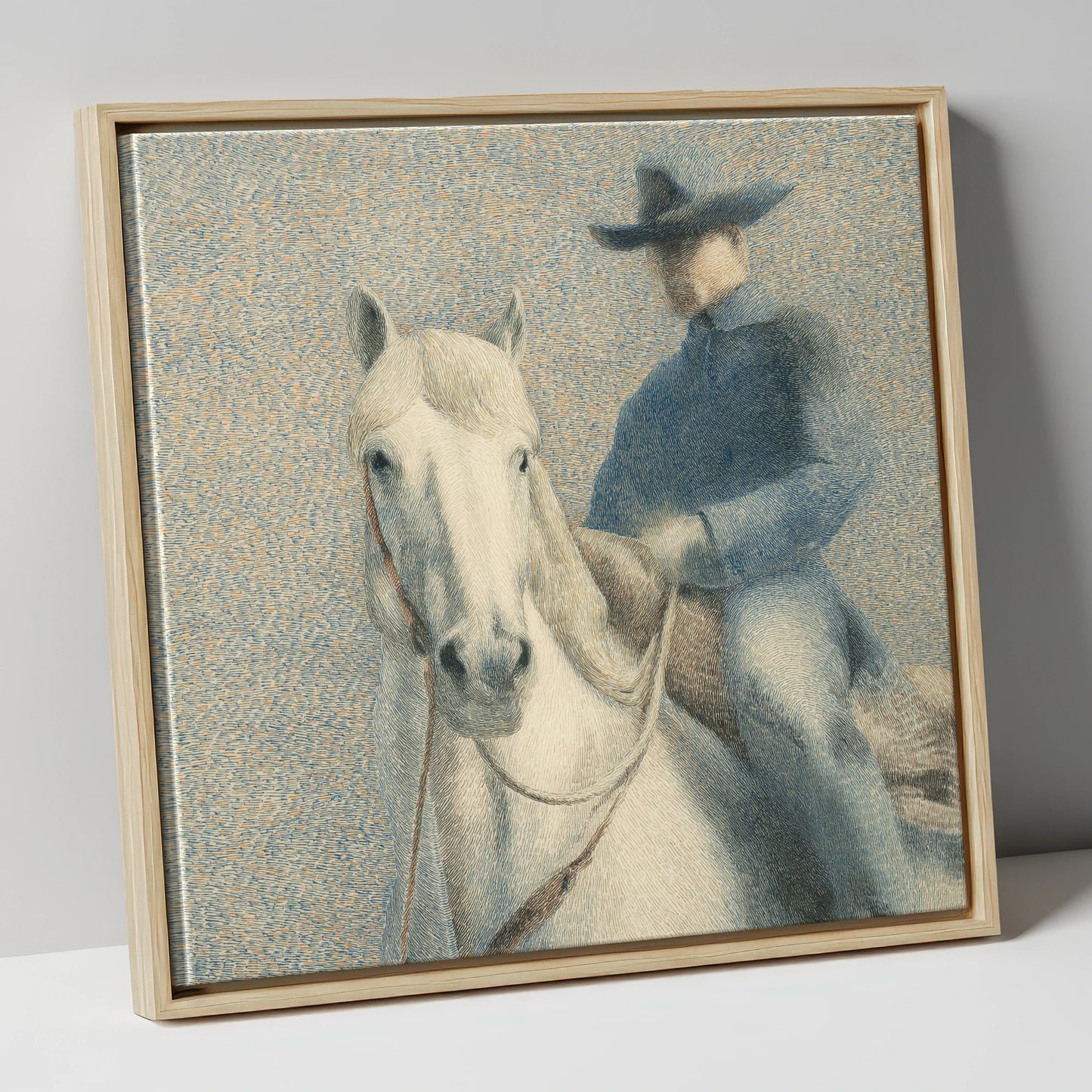 The Quiet Western western horse canvas wall art in natural frame