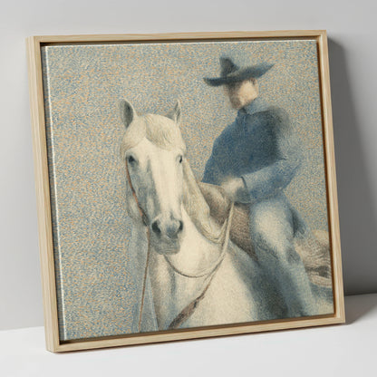 The Quiet Western western horse canvas wall art in natural frame