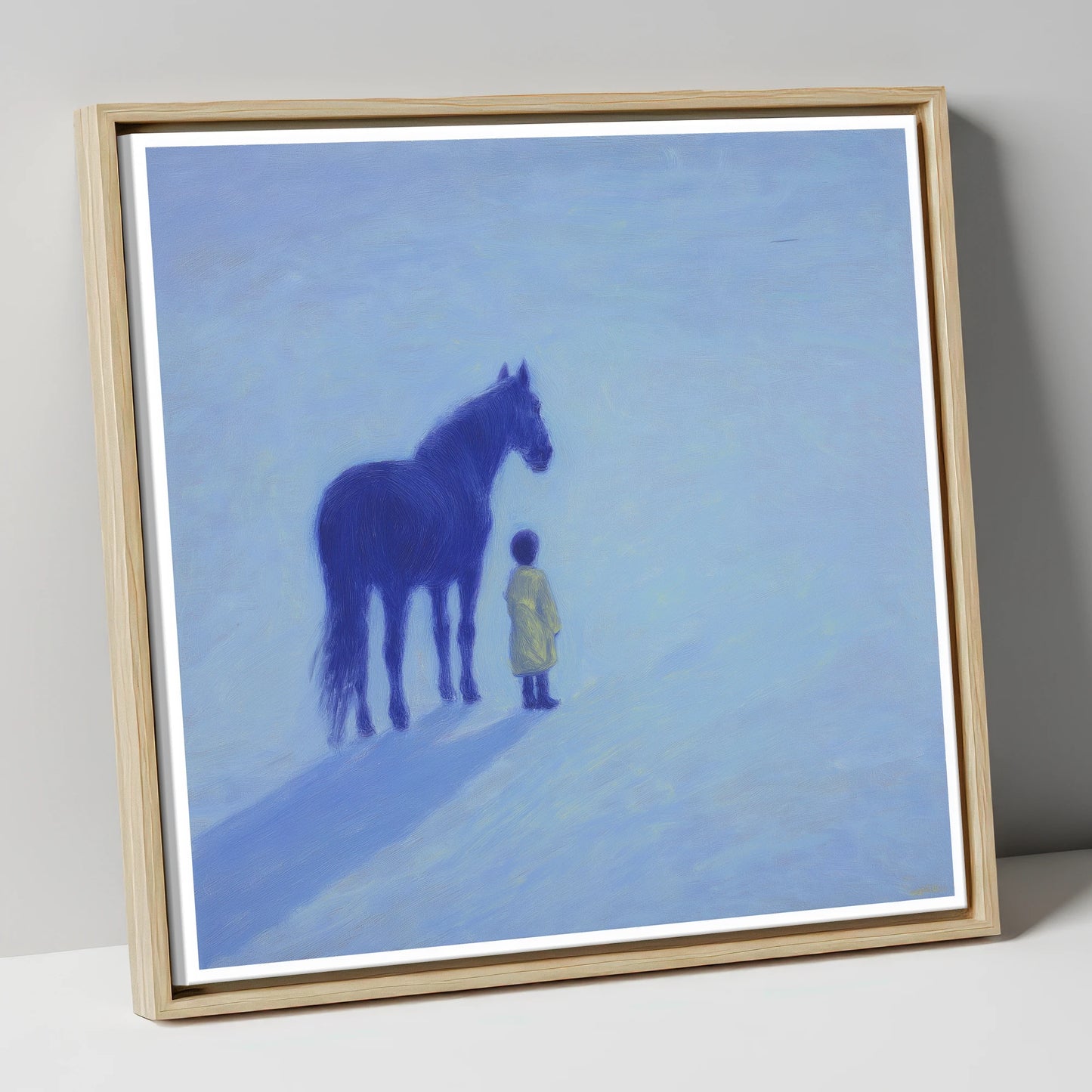 The Indigo Companion horse & rider canvas wall art in natural frame