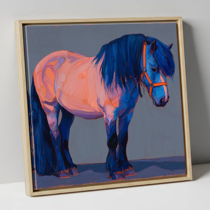 Cobalt Shadows Heavy Cob horse breed canvas wall art in natural frame
