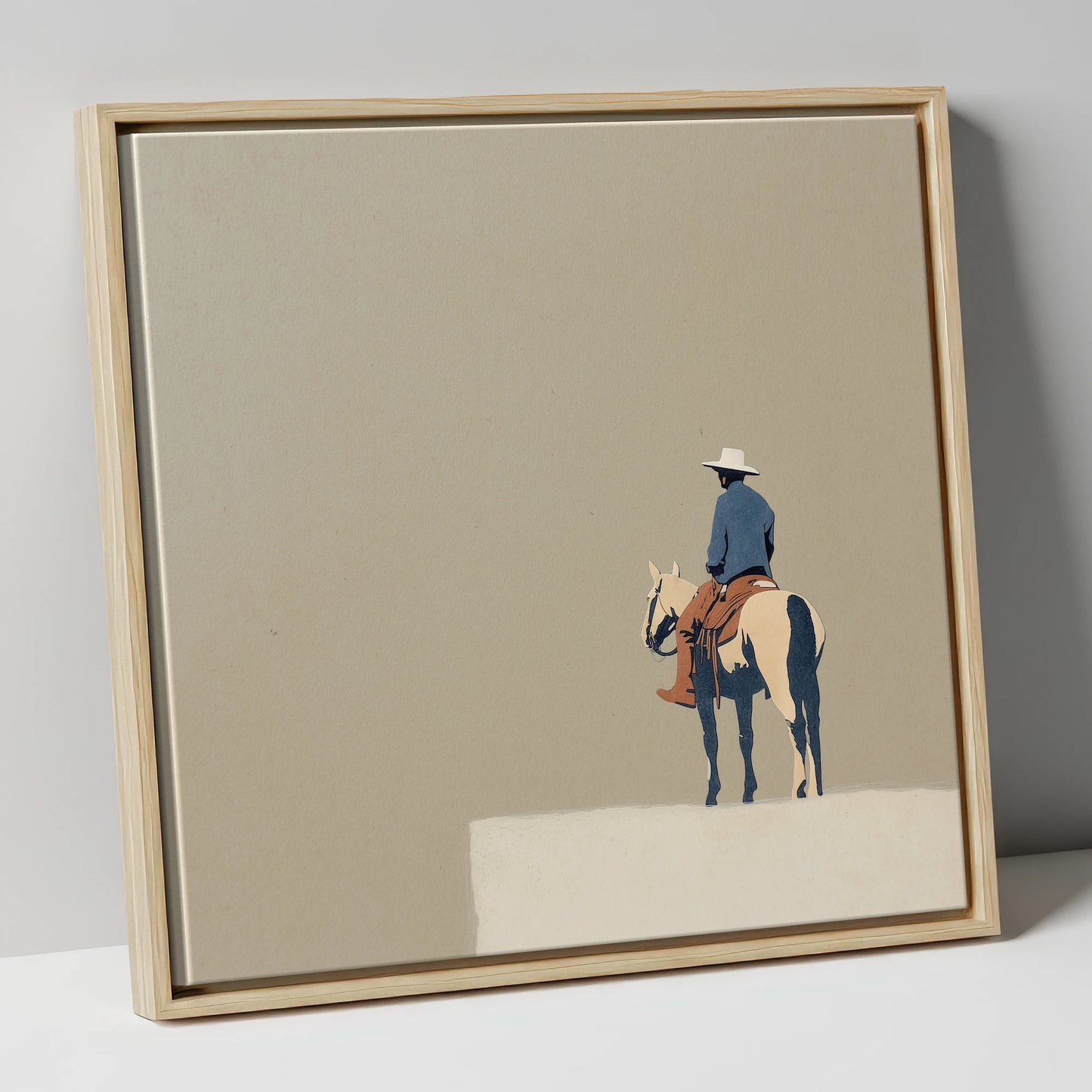 The Quiet Frontier western horse canvas wall art in natural frame