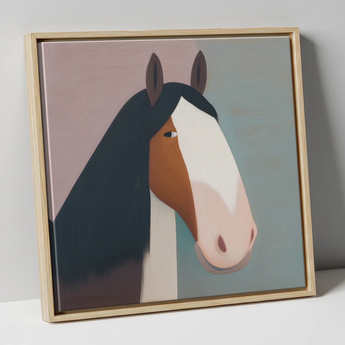 The Gentle Heavyweight horse breed canvas wall art in natural frame