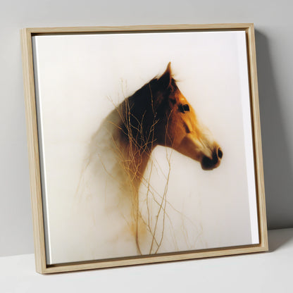 Ethereal Amber Portrait horse portrait canvas wall art in natural frame