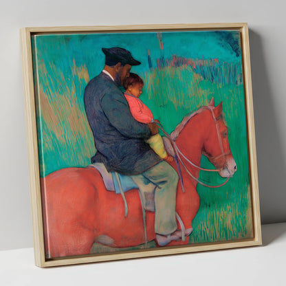 The Shared Ride horse & rider canvas wall art in natural frame