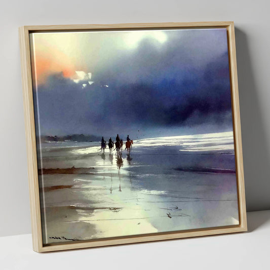 Storm Light Beach Hack horse landscape canvas wall art in natural frame