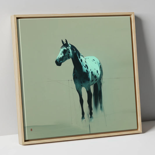 The Teal Appaloosa horse breed canvas wall art in natural frame