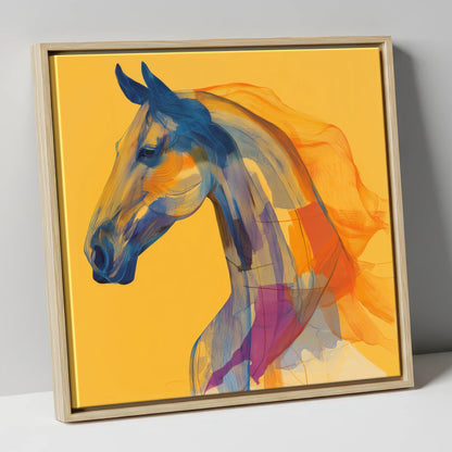 Vibrant Cobalt Contours horse breed canvas wall art in natural frame