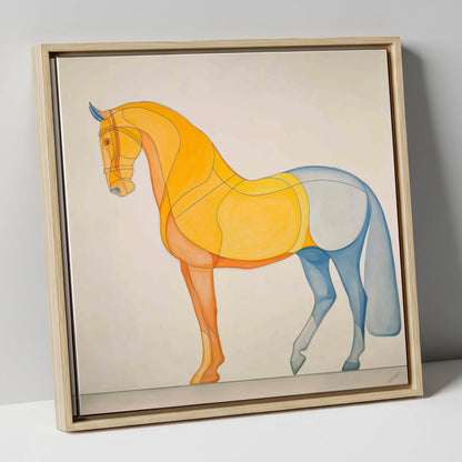 Amber and Slate Harmony dressage horse canvas wall art in natural frame