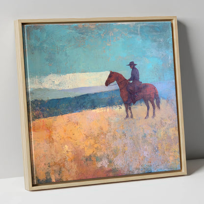 The Quiet Frontier western horse canvas wall art in natural frame