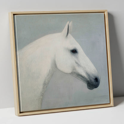 Ethereal Grey Portrait horse portrait canvas wall art in natural frame