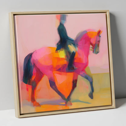 Bold Dressage Rhythm dressage horse canvas wall art in natural frame