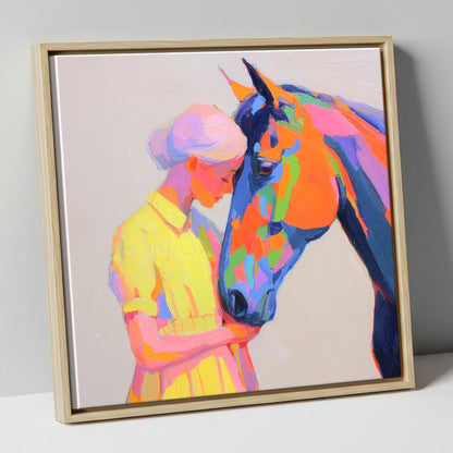Radiant Connection horse & rider canvas wall art in natural frame