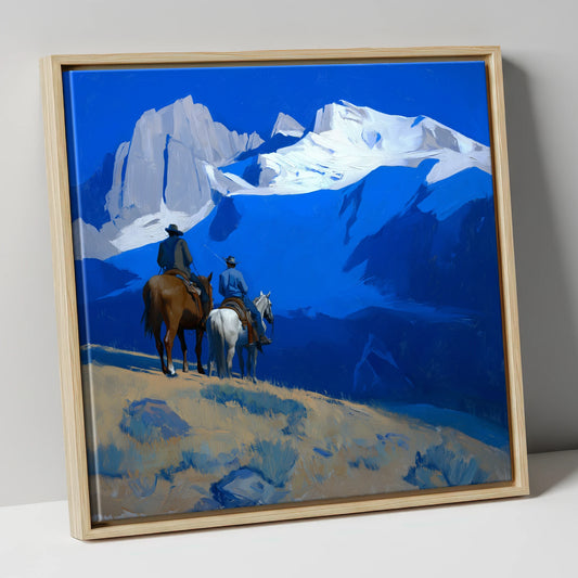 High Country Horizon horse landscape canvas wall art in natural frame