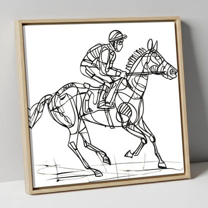 Geometry of Speed racing horse canvas wall art in natural frame