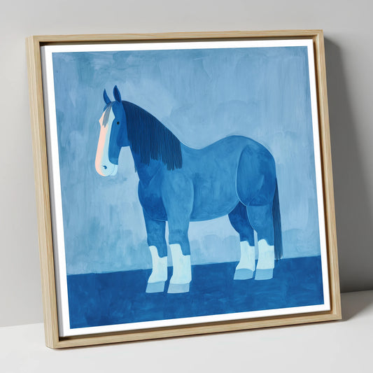 The Blue Heavy Horse horse breed canvas wall art in natural frame
