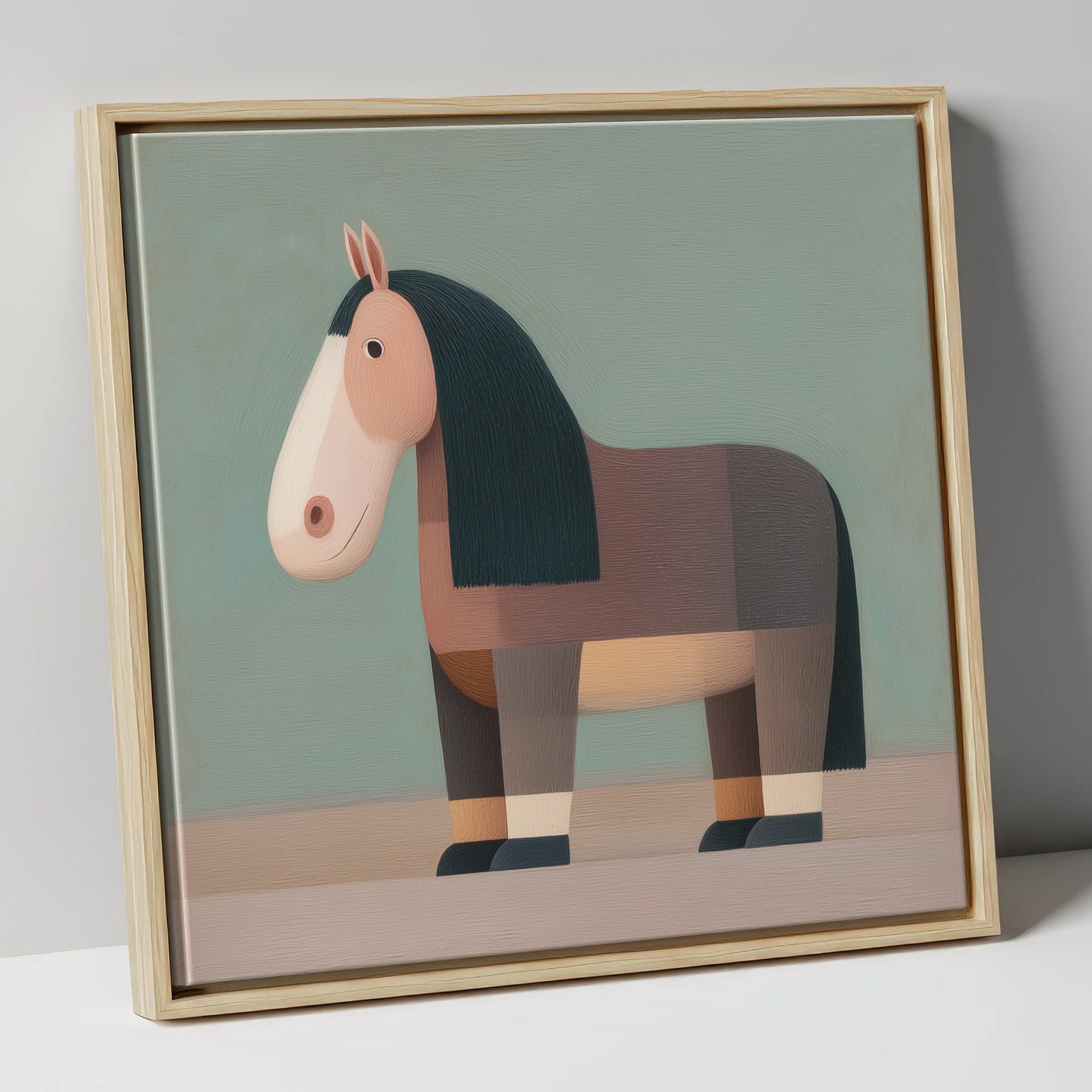 Nostalgic Equine Form horse breed canvas wall art in natural frame