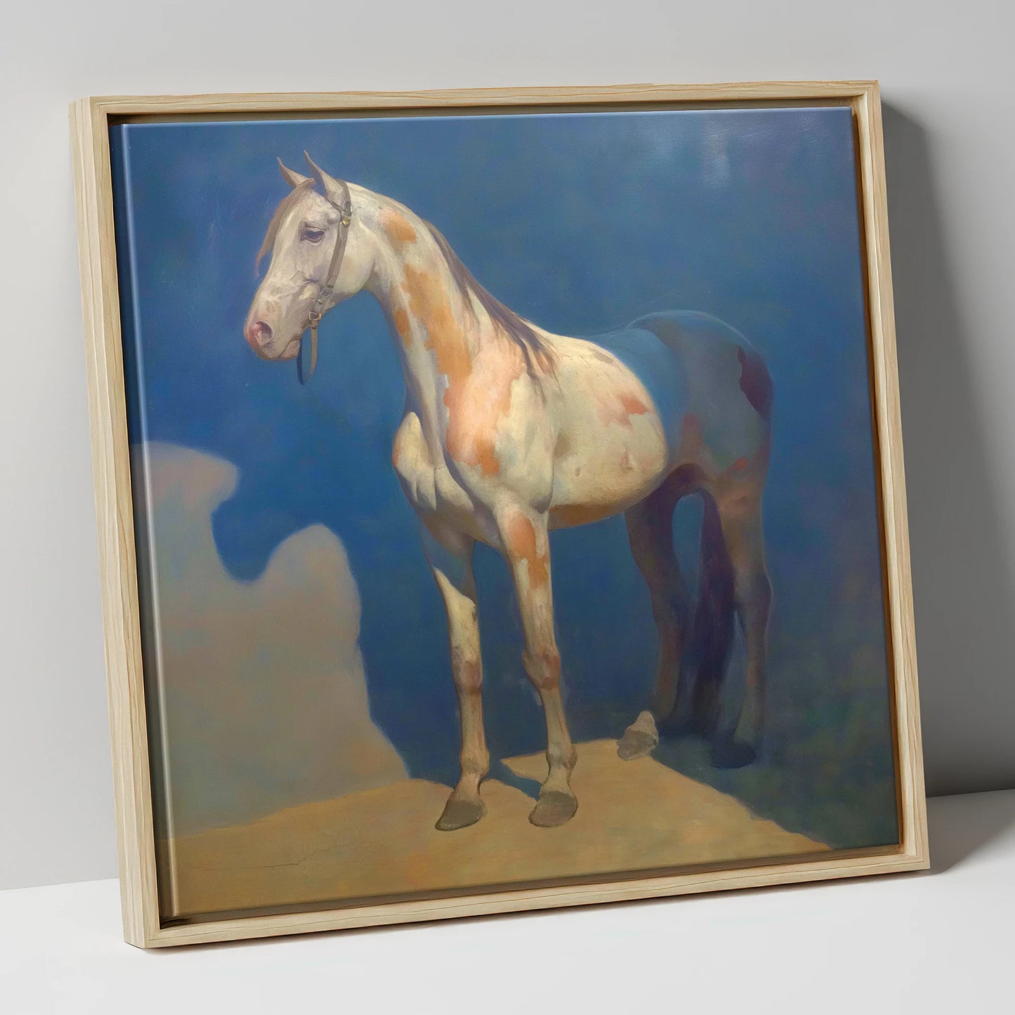 The Soulful Skewbald horse breed canvas wall art in natural frame