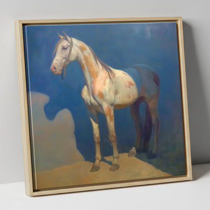 The Soulful Skewbald horse breed canvas wall art in natural frame