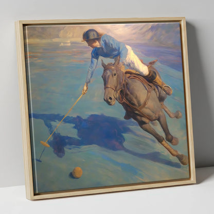 The Final Chukka polo horse canvas wall art in natural frame