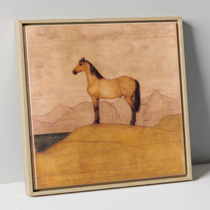 Golden Ridge Study horse landscape canvas wall art in natural frame