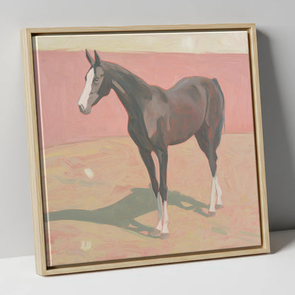 Quiet Grace in Pastel horse breed canvas wall art in natural frame