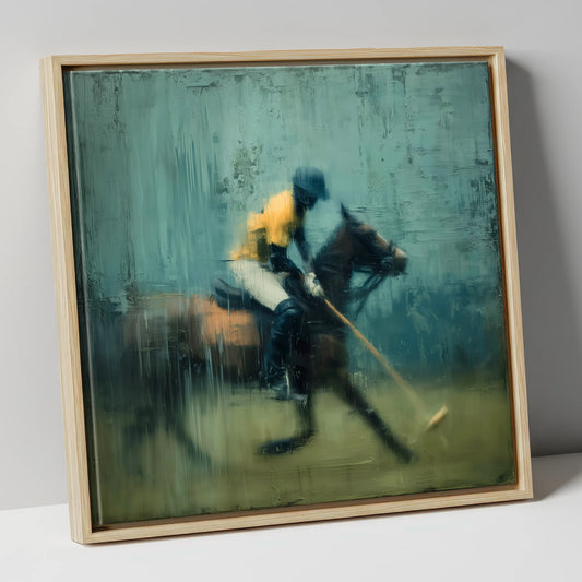 The Final Chukka polo horse canvas wall art in natural frame