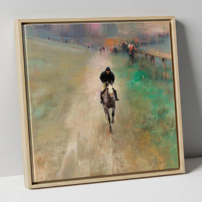 The Track Home racing horse canvas wall art in natural frame