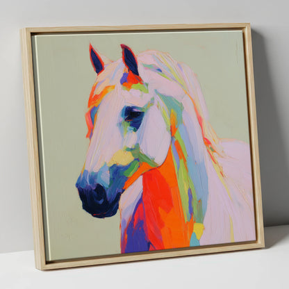 Vivid Equine Profile horse breed canvas wall art in natural frame