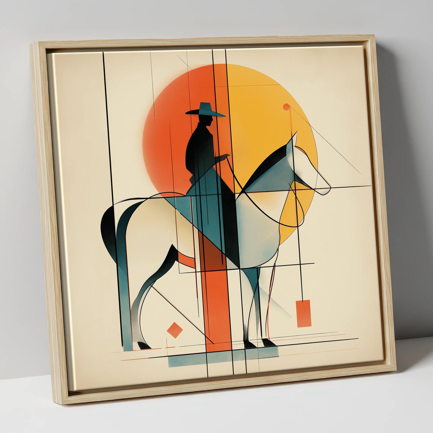 Structured Western Horizon western horse canvas wall art in natural frame