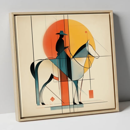 Structured Western Horizon western horse canvas wall art in natural frame