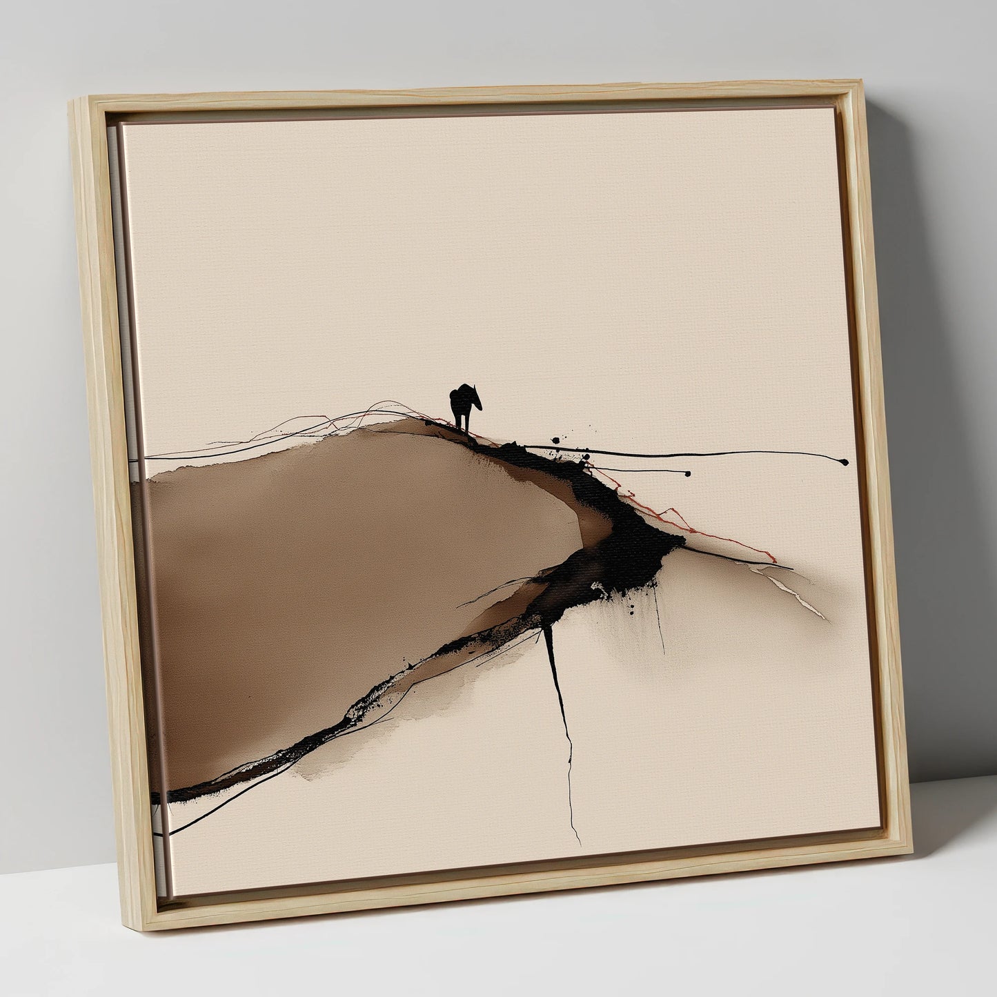 High Ground Silhouette horse landscape canvas wall art in natural frame