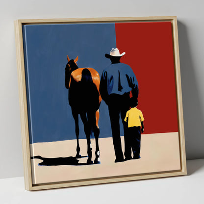 The Western Legacy horse & rider canvas wall art in natural frame