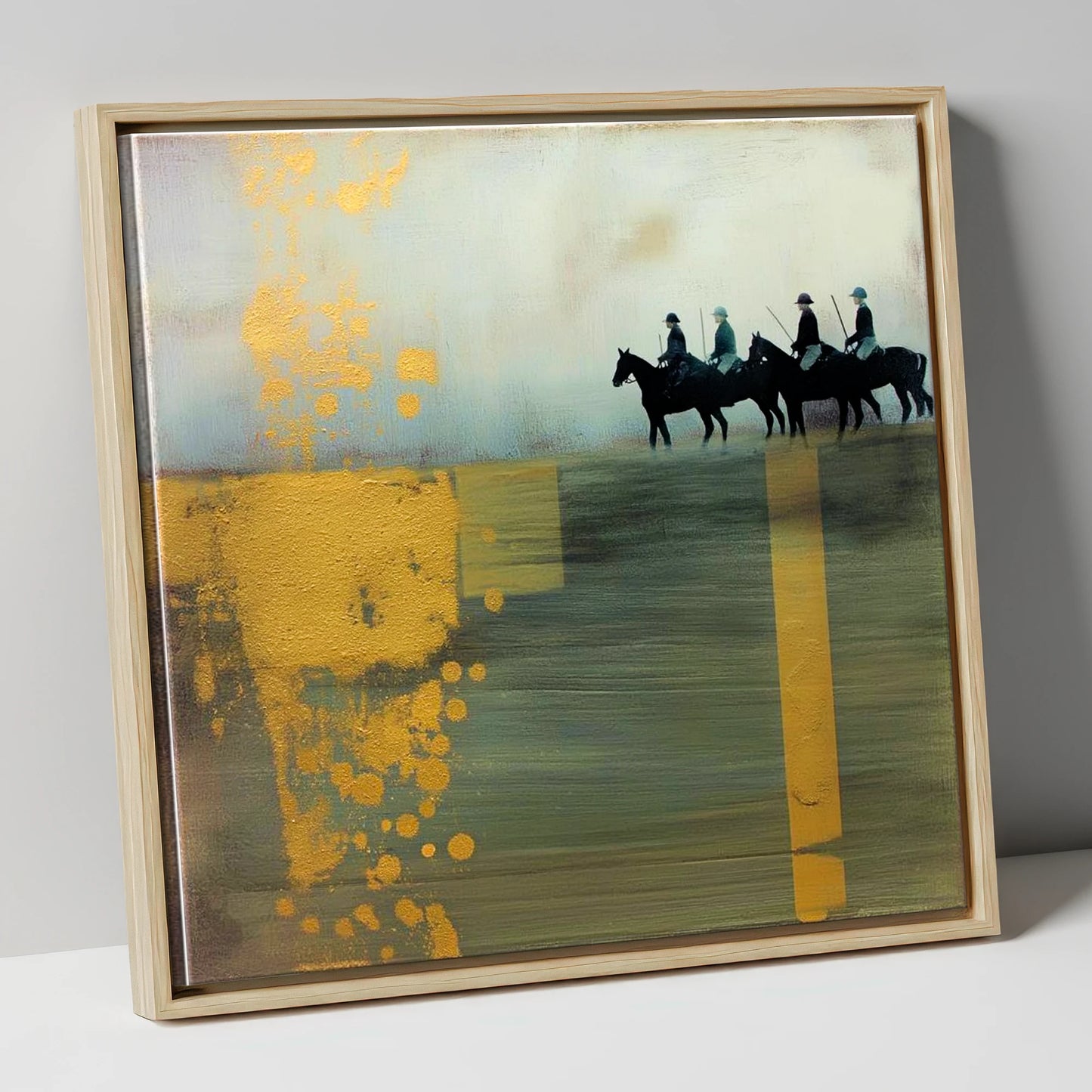 The Gilded Chukka polo horse canvas wall art in natural frame