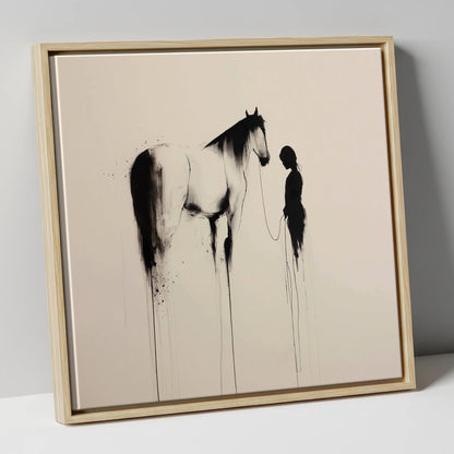 The Unspoken Bond horse & rider canvas wall art in natural frame