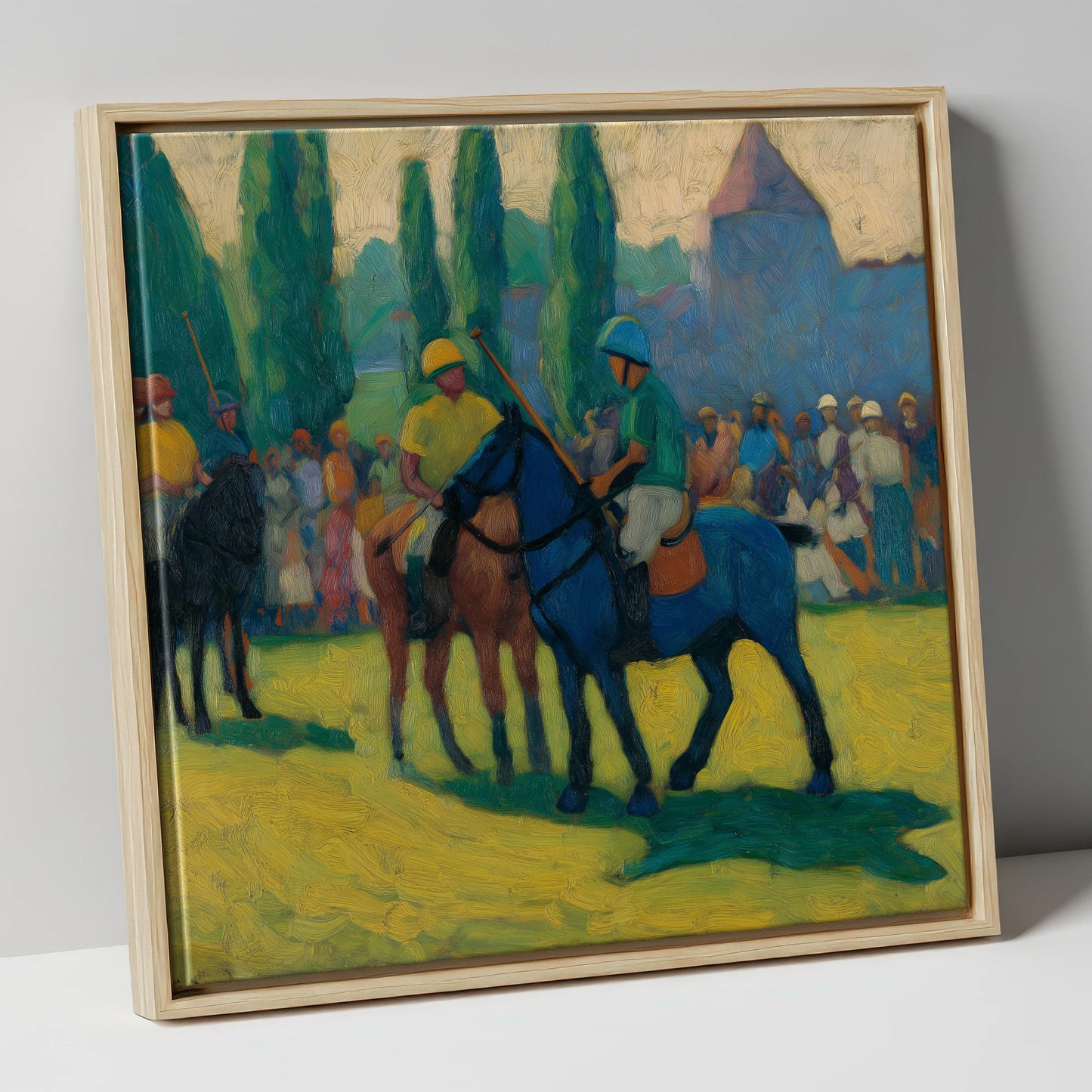 Before the Chukka polo horse canvas wall art in natural frame