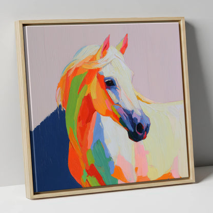 Vivid Equine Profile horse breed canvas wall art in natural frame