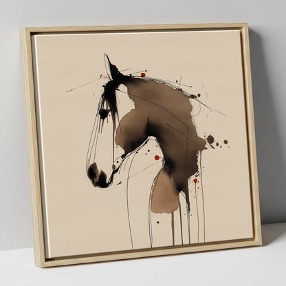 Fluid Sepia Equine Profile horse portrait canvas wall art in natural frame