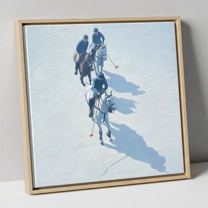 The Long Shadow Chukka polo horse canvas wall art in natural frame