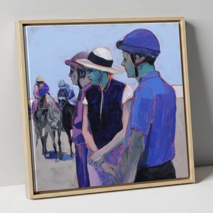 The Paddock Watch racing horse canvas wall art in natural frame