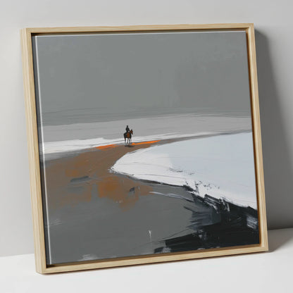 The Solitary Hack horse landscape canvas wall art in natural frame