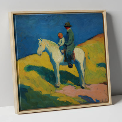 Generations in the Saddle horse & rider canvas wall art in natural frame