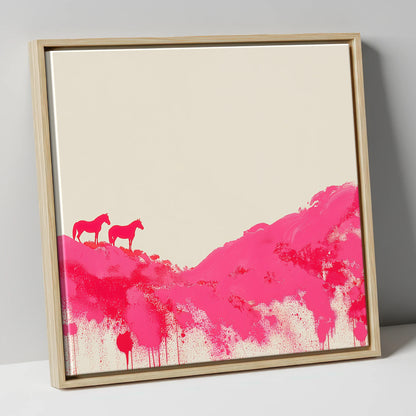 Magenta Ridge horse landscape canvas wall art in natural frame
