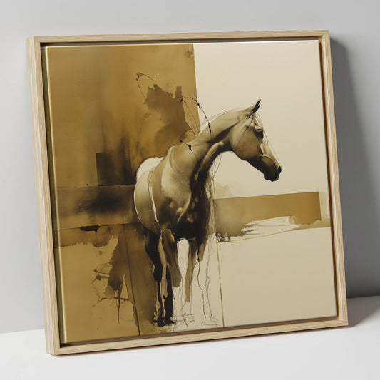 Umber Equine Grace horse breed canvas wall art in natural frame
