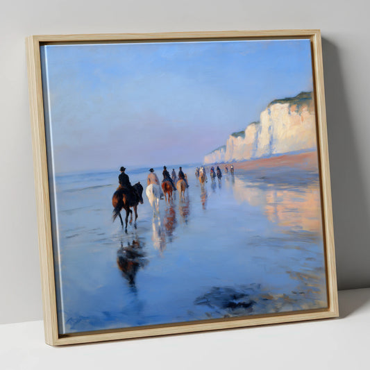Coastal Hack at Low Tide horse landscape canvas wall art in natural frame