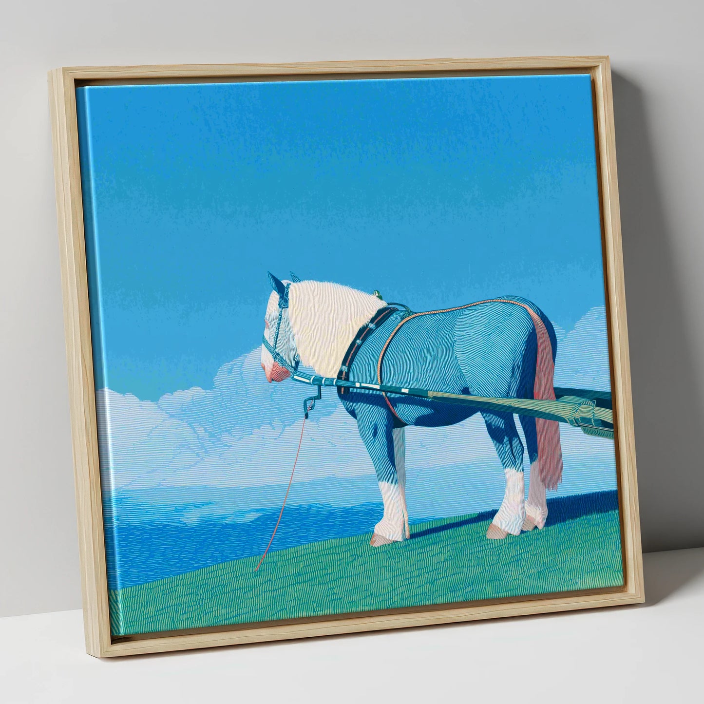 Steadfast Horizon working horse canvas wall art in natural frame