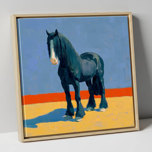 The Painted Shire horse breed canvas wall art in natural frame