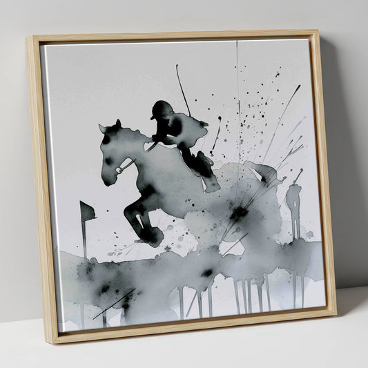 The Bold Clearance show jumping horse canvas wall art in natural frame