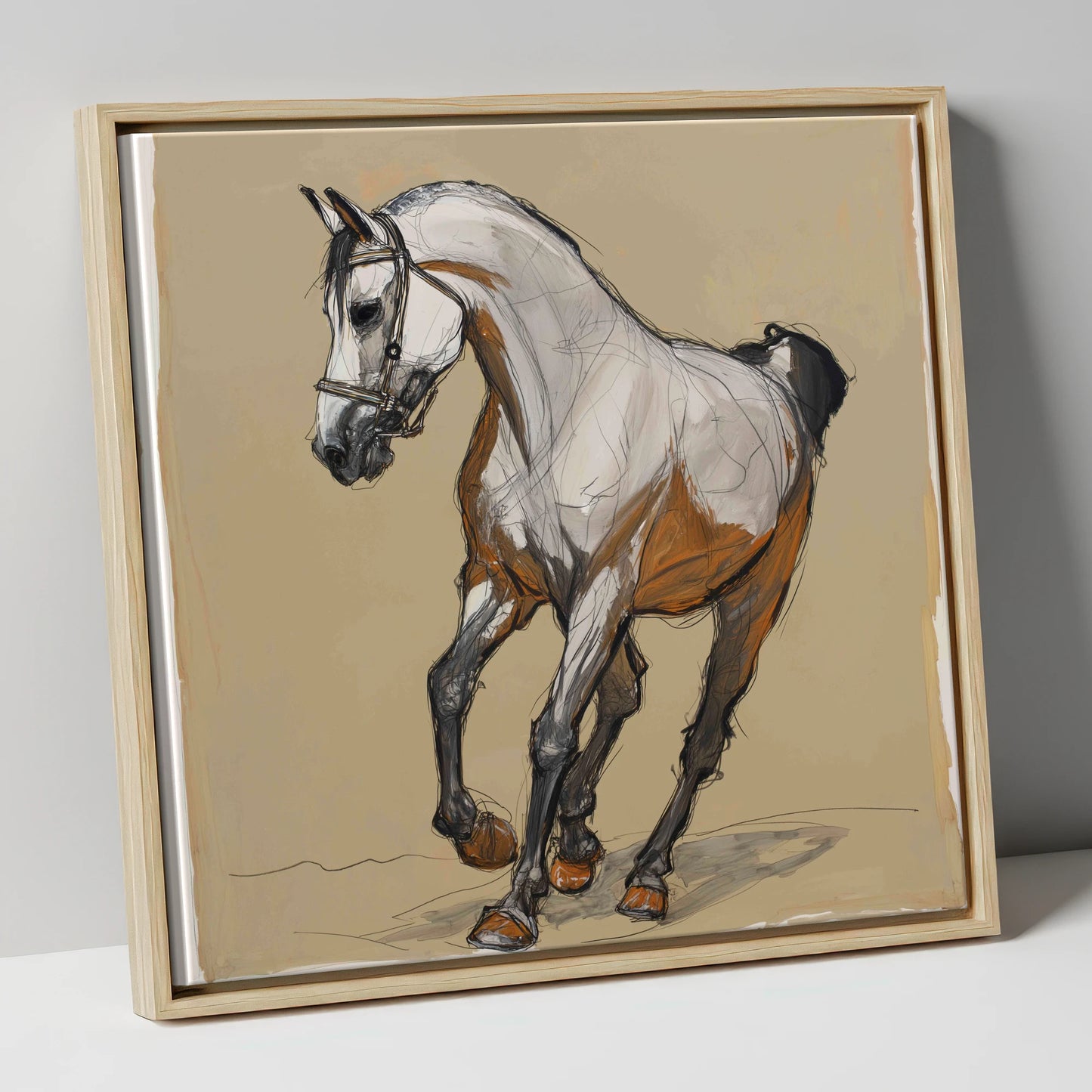 Collected Spirit horse breed canvas wall art in natural frame