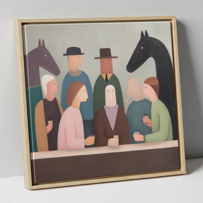 After the Last Race racing horse canvas wall art in natural frame